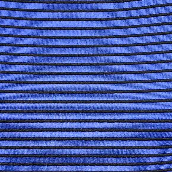 Size 12 CHAPS BLUE/BLACK STRIPED KNIT COLORBLOCK SHEATH DRESS Classy Fall Winter - Picture 2 of 7